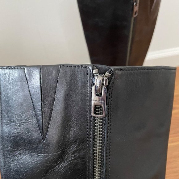 Coach Black Leather Carolina Riding Boots Heeled 5 Zipper - Picture 7 of 13